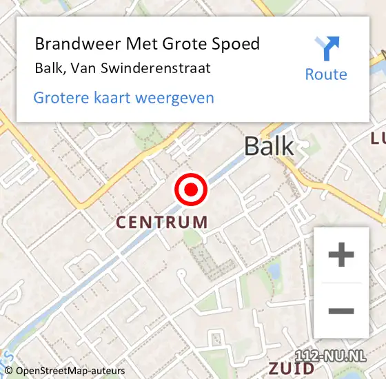 Locatie op kaart van de 112 melding: Brandweer Met Grote Spoed Naar Balk, Van Swinderenstraat op 3 juli 2018 14:56