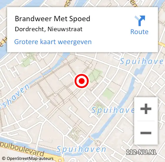 Locatie op kaart van de 112 melding: Brandweer Met Spoed Naar Dordrecht, Nieuwstraat op 3 juli 2018 15:05