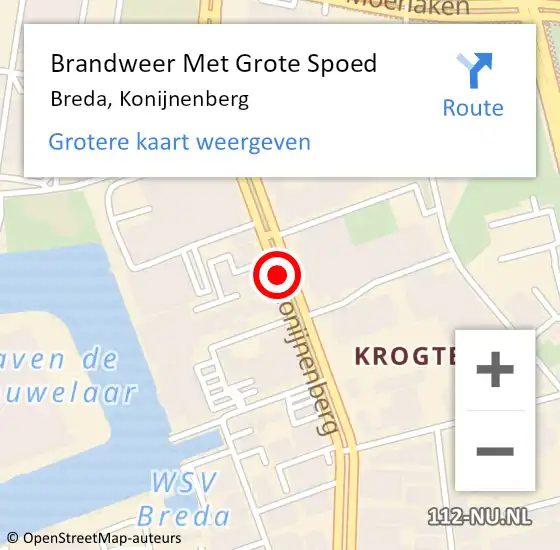 Locatie op kaart van de 112 melding: Brandweer Met Grote Spoed Naar Breda, Konijnenberg op 3 juli 2018 15:36
