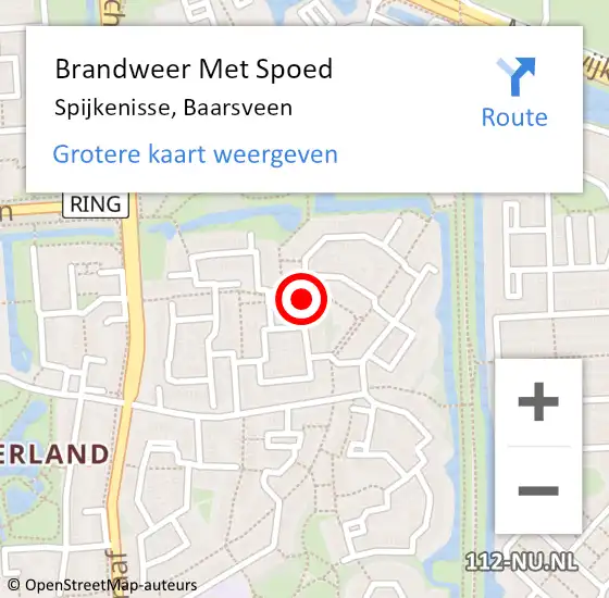 Locatie op kaart van de 112 melding: Brandweer Met Spoed Naar Spijkenisse, Baarsveen op 3 juli 2018 16:16