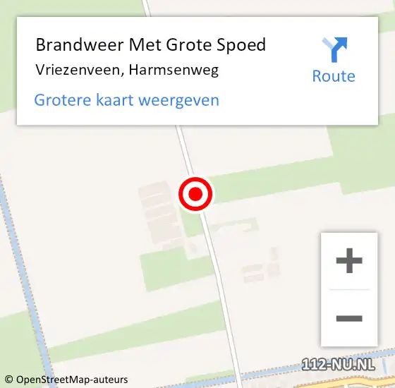 Locatie op kaart van de 112 melding: Brandweer Met Grote Spoed Naar Vriezenveen, Harmsenweg op 3 juli 2018 16:36