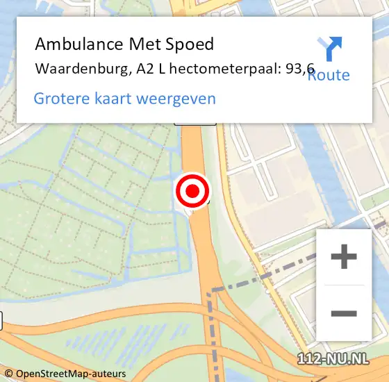 Locatie op kaart van de 112 melding: Ambulance Met Spoed Naar Beesd, Rijksweg A2 hectometerpaal: 83,4 op 3 juli 2018 18:30