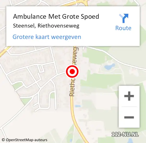 Locatie op kaart van de 112 melding: Ambulance Met Grote Spoed Naar Steensel, Riethovenseweg op 3 juli 2018 18:42