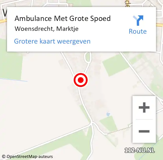 Locatie op kaart van de 112 melding: Ambulance Met Grote Spoed Naar Woensdrecht, Marktje op 3 juli 2018 21:20