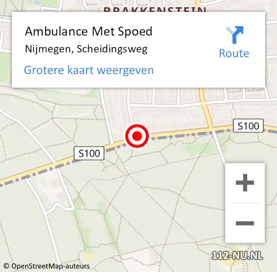 Locatie op kaart van de 112 melding: Ambulance Met Spoed Naar Nijmegen, Scheidingsweg op 4 juli 2018 16:03