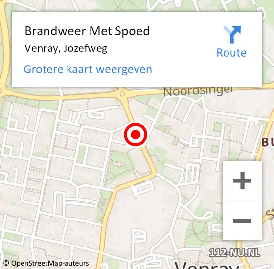 Locatie op kaart van de 112 melding: Brandweer Met Spoed Naar Venray, Jozefweg op 4 juli 2018 16:06