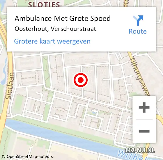 Locatie op kaart van de 112 melding: Ambulance Met Grote Spoed Naar Oosterhout, Verschuurstraat op 4 juli 2018 16:19