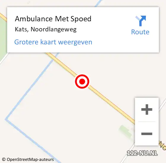 Locatie op kaart van de 112 melding: Ambulance Met Spoed Naar Kats, Noordlangeweg op 4 juli 2018 16:31
