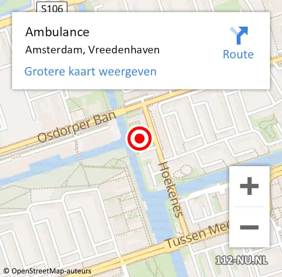 Locatie op kaart van de 112 melding: Ambulance Amsterdam, Vreedenhaven op 4 juli 2018 16:48