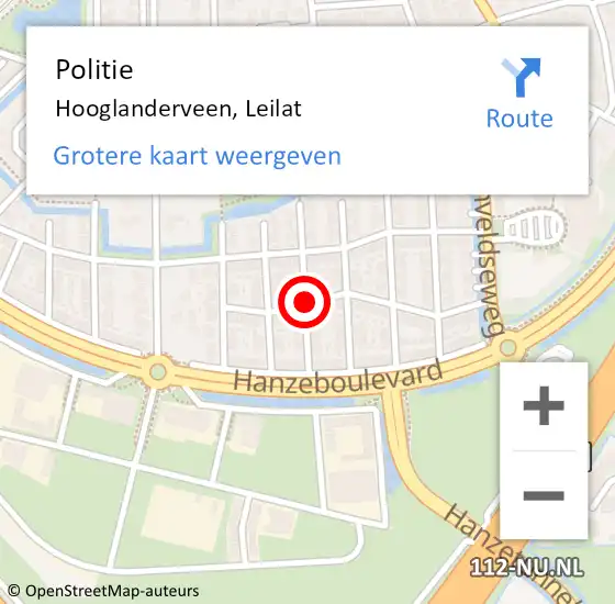 Locatie op kaart van de 112 melding: Politie Hooglanderveen, Leilat op 4 juli 2018 16:57