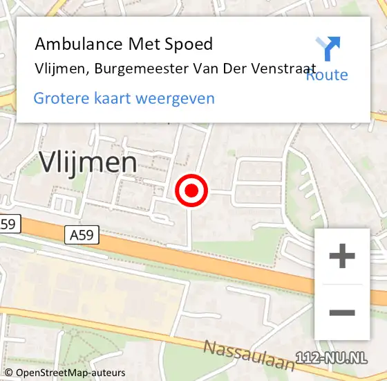 Locatie op kaart van de 112 melding: Ambulance Met Spoed Naar Vlijmen, Burg Van Der Venstraat op 4 juli 2018 18:51