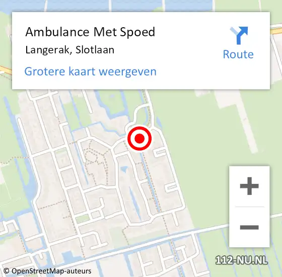 Locatie op kaart van de 112 melding: Ambulance Met Spoed Naar Langerak, Slotlaan op 1 maart 2014 20:25