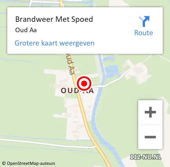 Locatie op kaart van de 112 melding: Brandweer Met Spoed Naar Oud Aa op 4 juli 2018 21:43