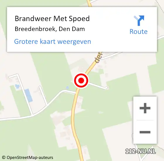 Locatie op kaart van de 112 melding: Brandweer Met Spoed Naar Breedenbroek, Den Dam op 4 juli 2018 21:56