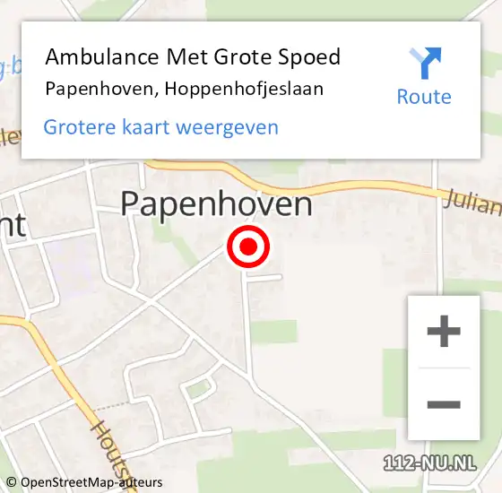 Locatie op kaart van de 112 melding: Ambulance Met Grote Spoed Naar Papenhoven, Hoppenhofjeslaan op 1 maart 2014 20:42