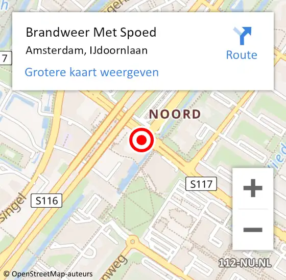 Locatie op kaart van de 112 melding: Brandweer Met Spoed Naar Amsterdam, IJdoornlaan op 5 juli 2018 08:07