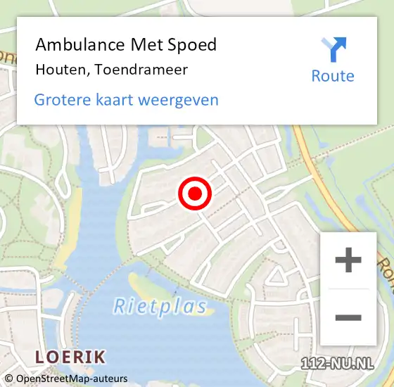 Locatie op kaart van de 112 melding: Ambulance Met Spoed Naar Houten, Toendrameer op 5 juli 2018 08:26