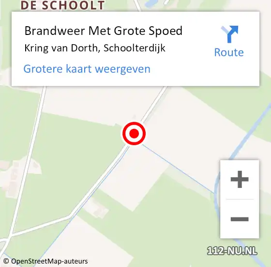 Locatie op kaart van de 112 melding: Brandweer Met Grote Spoed Naar Kring van Dorth, Schoolterdijk op 5 juli 2018 09:08