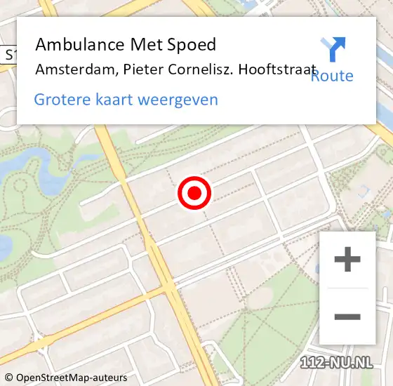 Locatie op kaart van de 112 melding: Ambulance Met Spoed Naar Amsterdam, Pieter Cornelisz. Hooftstraat op 5 juli 2018 09:32