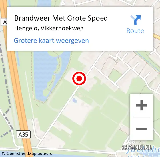 Locatie op kaart van de 112 melding: Brandweer Met Grote Spoed Naar Hengelo, Vikkerhoekweg op 1 maart 2014 22:10