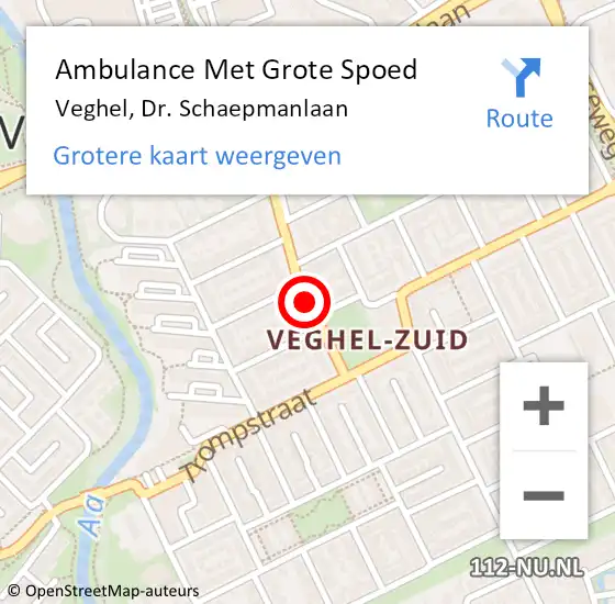 Locatie op kaart van de 112 melding: Ambulance Met Grote Spoed Naar Veghel, Dr. Schaepmanlaan op 5 juli 2018 14:14