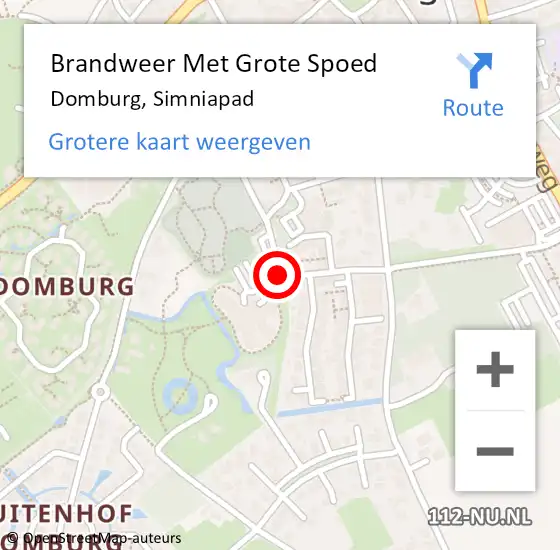 Locatie op kaart van de 112 melding: Brandweer Met Grote Spoed Naar Domburg, Simniapad op 5 juli 2018 15:14
