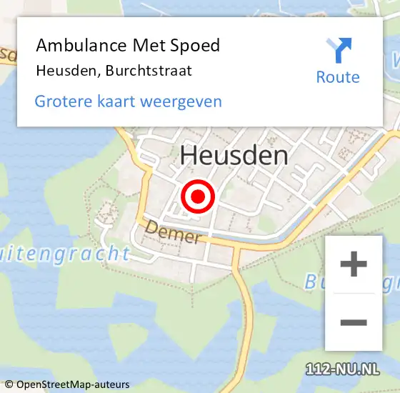 Locatie op kaart van de 112 melding: Ambulance Met Spoed Naar Heusden, Burchtstraat op 5 juli 2018 19:40