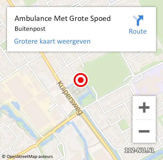 Locatie op kaart van de 112 melding: Ambulance Met Grote Spoed Naar Buitenpost op 5 juli 2018 19:44