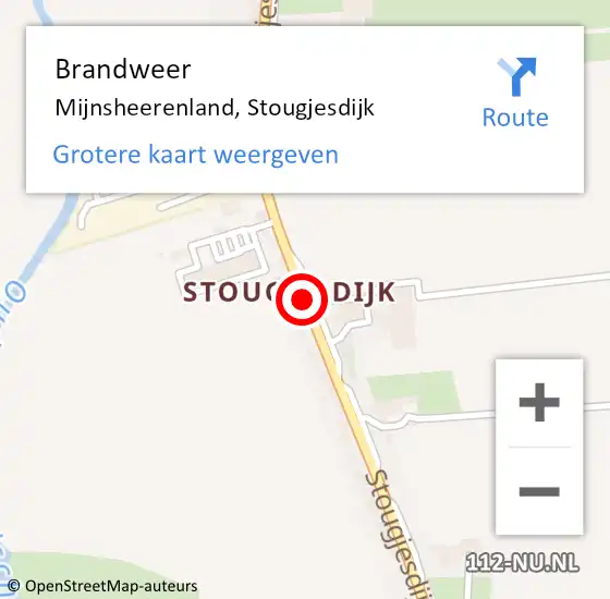 Locatie op kaart van de 112 melding: Brandweer Mijnsheerenland, Stougjesdijk op 5 juli 2018 20:24