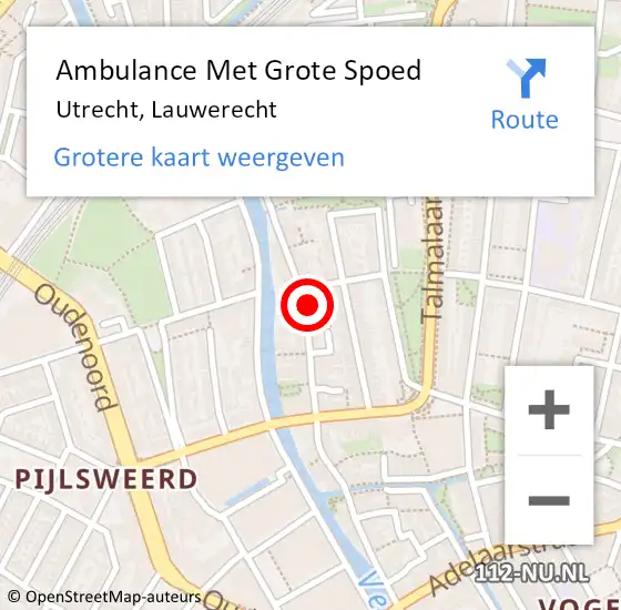Locatie op kaart van de 112 melding: Ambulance Met Grote Spoed Naar Utrecht, Lauwerecht op 5 juli 2018 23:27