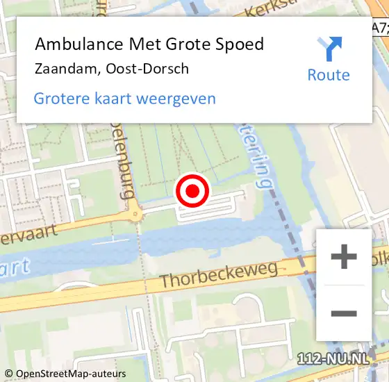 Locatie op kaart van de 112 melding: Ambulance Met Grote Spoed Naar Zaandam, Oost-Dorsch op 6 juli 2018 05:16