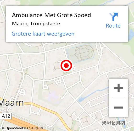 Locatie op kaart van de 112 melding: Ambulance Met Grote Spoed Naar Maarn, Trompstaete op 6 juli 2018 05:27