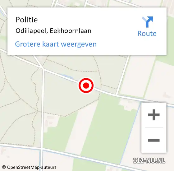 Locatie op kaart van de 112 melding: Politie Odiliapeel, Eekhoornlaan op 6 juli 2018 06:46