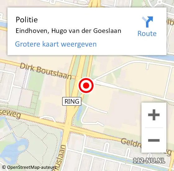 Locatie op kaart van de 112 melding: Politie Eindhoven, Hugo van der Goeslaan op 6 juli 2018 07:17