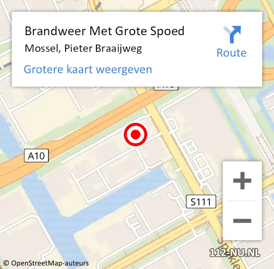 Locatie op kaart van de 112 melding: Brandweer Met Grote Spoed Naar Mossel, Pieter Braaijweg op 6 juli 2018 08:24