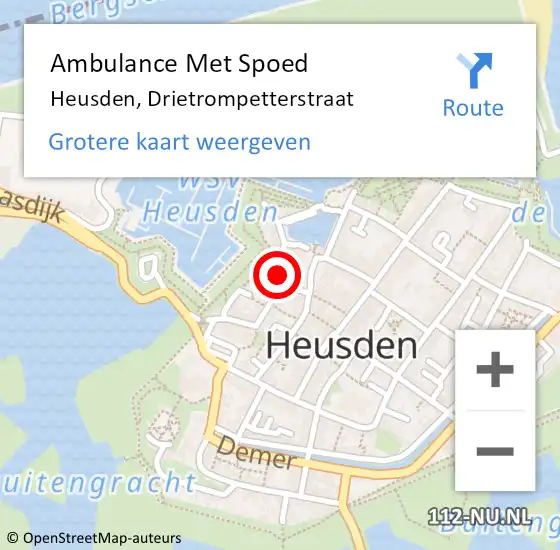 Locatie op kaart van de 112 melding: Ambulance Met Spoed Naar Heusden, Drietrompetterstraat op 6 juli 2018 10:03