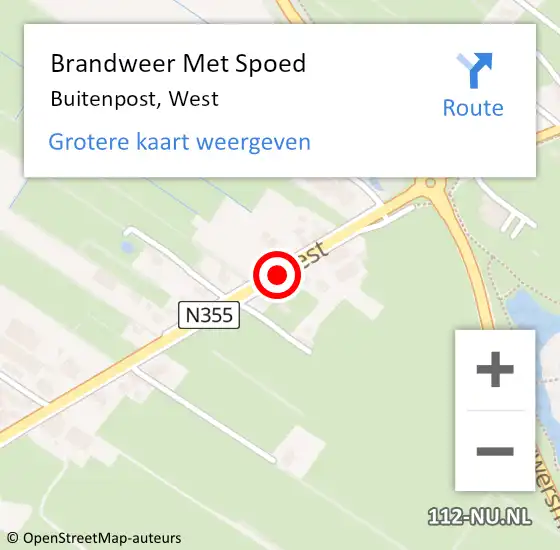 Locatie op kaart van de 112 melding: Brandweer Met Spoed Naar Buitenpost, West op 6 juli 2018 12:49