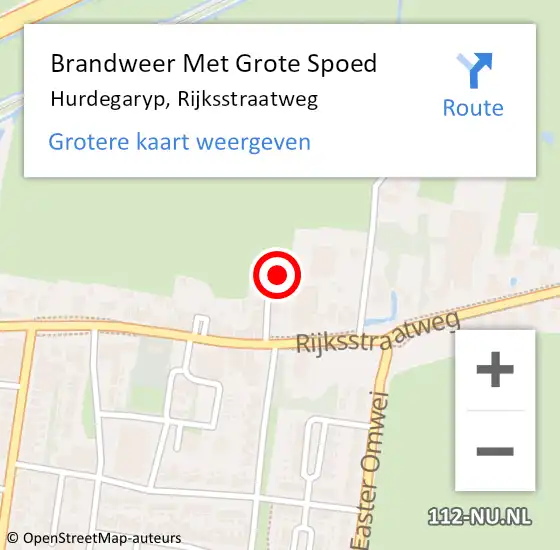 Locatie op kaart van de 112 melding: Brandweer Met Grote Spoed Naar Hurdegaryp, Rijksstraatweg op 6 juli 2018 13:40