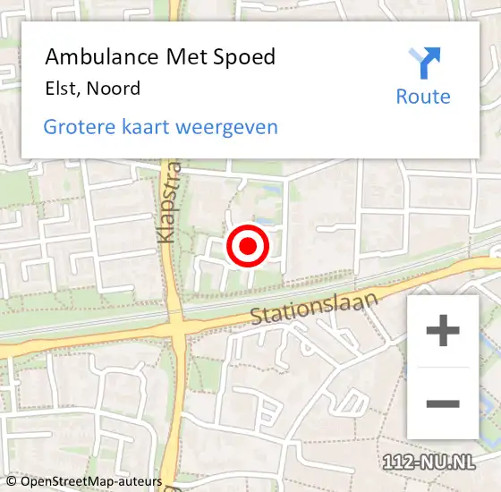 Locatie op kaart van de 112 melding: Ambulance Met Spoed Naar Elst, Noord op 6 juli 2018 16:03