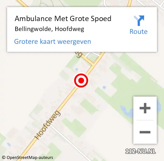 Locatie op kaart van de 112 melding: Ambulance Met Grote Spoed Naar Bellingwolde, Hoofdweg op 6 juli 2018 19:04