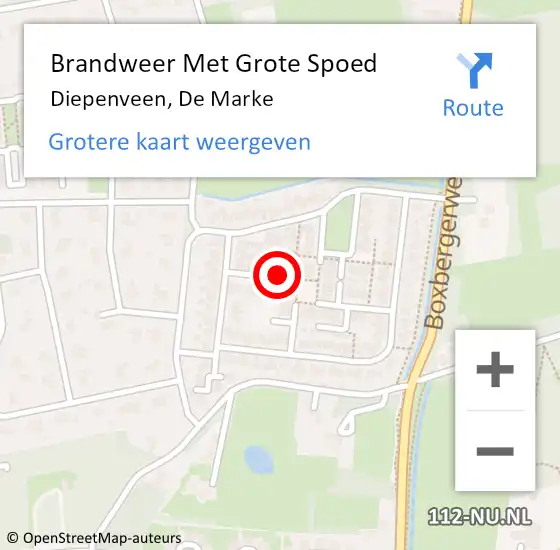 Locatie op kaart van de 112 melding: Brandweer Met Grote Spoed Naar Diepenveen, De Marke op 6 juli 2018 21:04