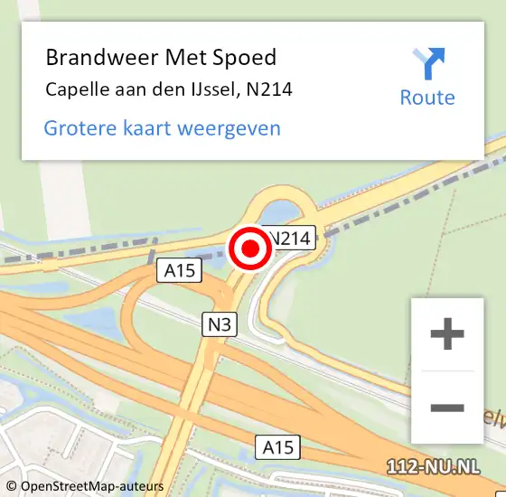 Locatie op kaart van de 112 melding: Brandweer Met Spoed Naar Capelle aan den IJssel, N214 op 6 juli 2018 22:34