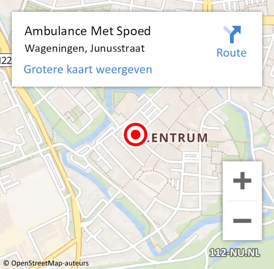 Locatie op kaart van de 112 melding: Ambulance Met Spoed Naar Wageningen, Junusstraat op 6 juli 2018 23:21