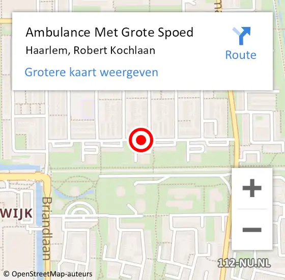 Locatie op kaart van de 112 melding: Ambulance Met Grote Spoed Naar Haarlem, Robert Kochlaan op 7 juli 2018 01:38