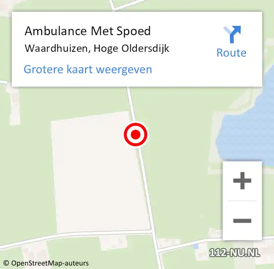 Locatie op kaart van de 112 melding: Ambulance Met Spoed Naar Waardhuizen, Hoge Oldersdijk op 7 juli 2018 09:23