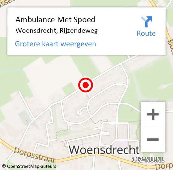Locatie op kaart van de 112 melding: Ambulance Met Spoed Naar Woensdrecht, Rijzendeweg op 7 juli 2018 10:19