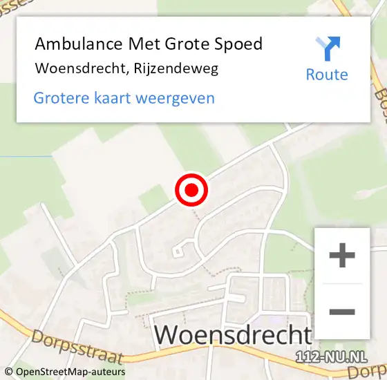 Locatie op kaart van de 112 melding: Ambulance Met Grote Spoed Naar Woensdrecht, Rijzendeweg op 7 juli 2018 10:20