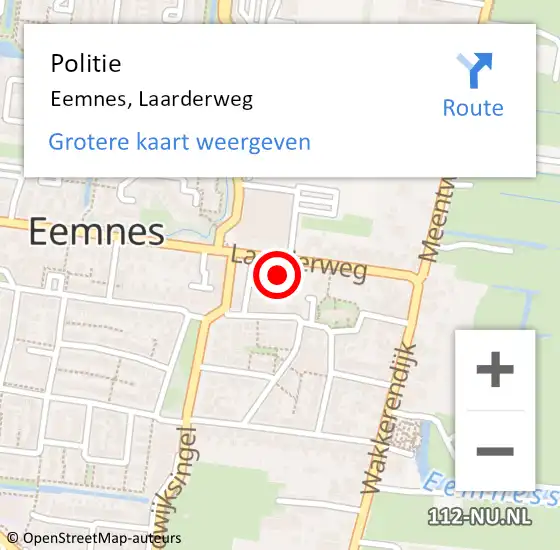 Locatie op kaart van de 112 melding: Politie Eemnes, Laarderweg op 7 juli 2018 10:49