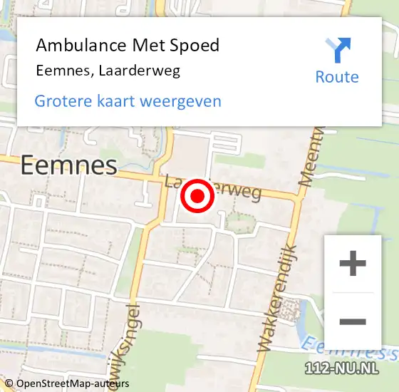 Locatie op kaart van de 112 melding: Ambulance Met Spoed Naar Eemnes, Laarderweg op 7 juli 2018 10:51