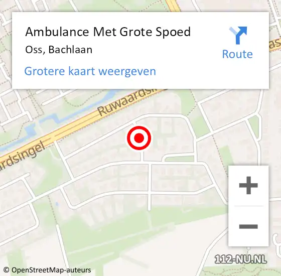 Locatie op kaart van de 112 melding: Ambulance Met Grote Spoed Naar Oss, Bachlaan op 7 juli 2018 11:59